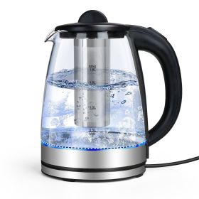 Electric Kettle with Stainless Steel Removable Infuser: 2L Borosilicate Glass Electric Tea Kettle , 1500W Boiling Water Pot, Auto Shut Off